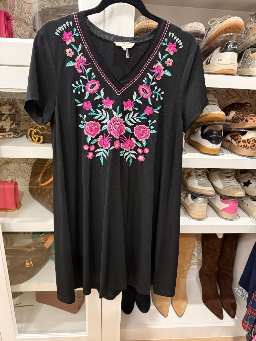 Entro Floral Embroidered Swing Dress